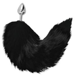 DARKNESS - SILVER ANAL PLUG 8 CM WITH BLACK TAIL